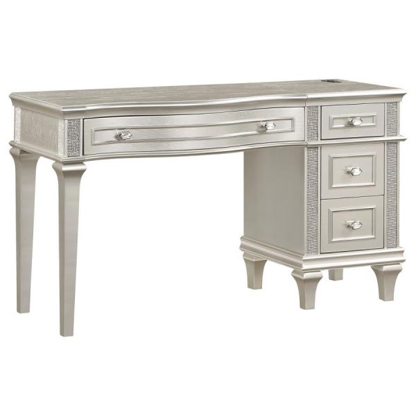 Evangeline - 4-Drawer Vanity Set With Stool - Silver Oak Fashion