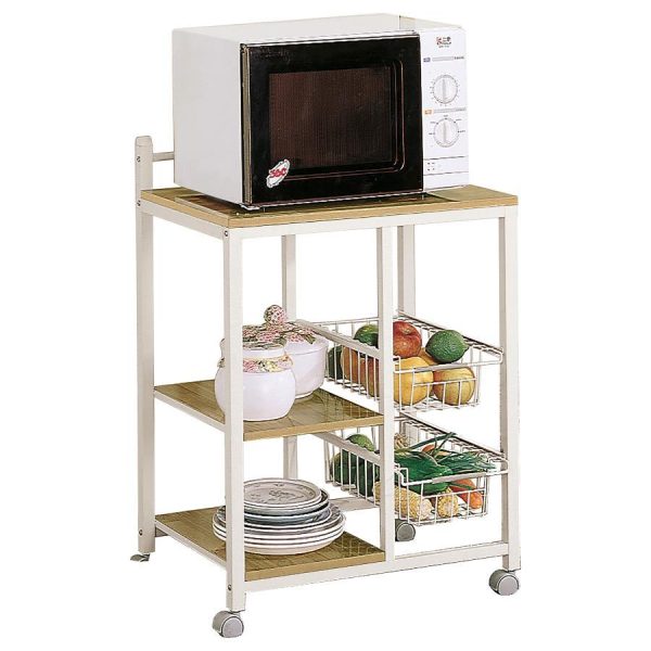 Kelvin - 2-Shelf Mobile Kitchen Cart - Natural Brown And White For Sale