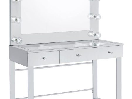 Umbridge - 3-Drawer Vanity Set With Lighting - Chrome And White Online now