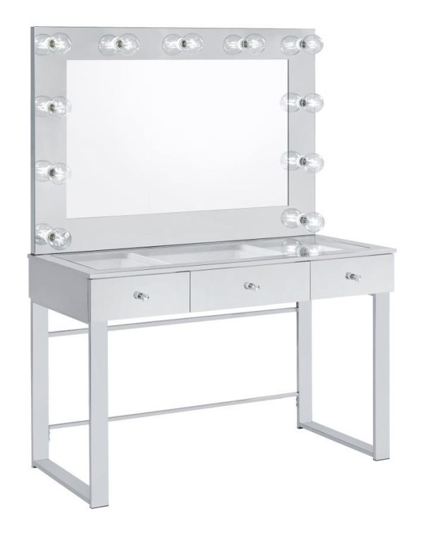 Umbridge - 3-Drawer Vanity Set With Lighting - Chrome And White Online now