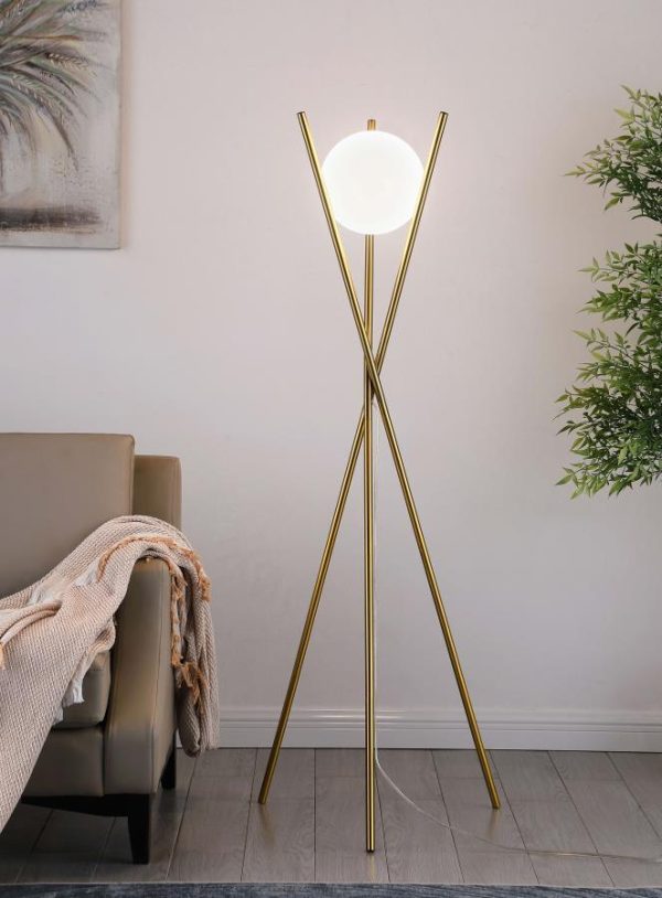 Yamileth - Spherical Bulb Metal Tripod Floor Lamp - Gold Hot on Sale