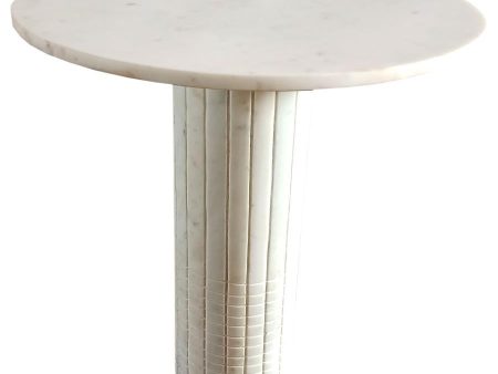 Astoria - Round Genuine Marble Side End Table - White For Discount