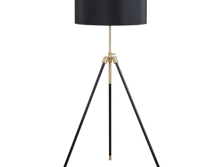 Zabka - Drum Shade Metal Tripod Floor Lamp - Black Online now