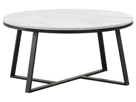 Hugo - Round Faux Marble Coffee Table - White And Matte Black Supply