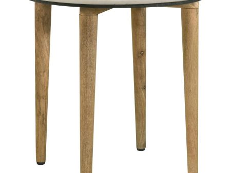 Aldis - Round Marble Top Side End Table - White And Natural Hot on Sale