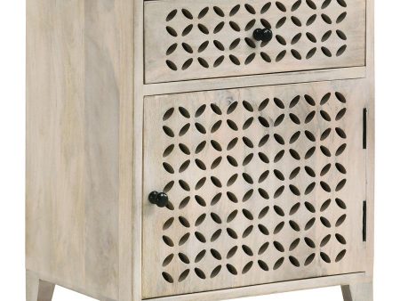 August - 1-Drawer Trellis Pattern Storage Cabinet - White Washed Hot on Sale