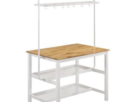 Edgeworth - Kitchen Island Counter Table With Pot Rack - White on Sale