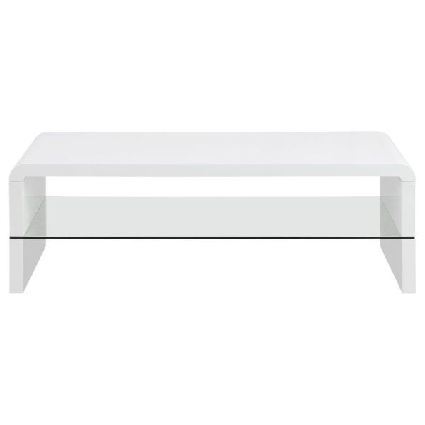 Airell - Rectangular Coffee Table With Shelf - White High Gloss Online