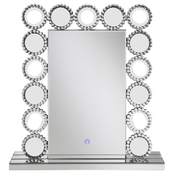 Aghes - Vanity Mirror With Lighting - Silver For Discount