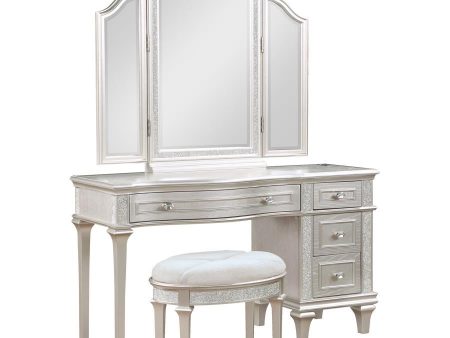 Evangeline - 4-Drawer Vanity Set With Stool - Silver Oak Fashion