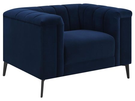 Chalet - Upholstered Tuxedo Arm Tufted Chair - Blue Sale