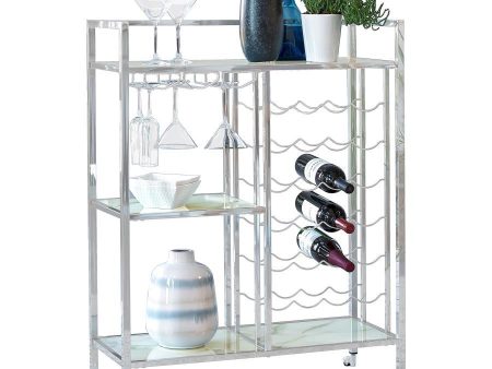 Derion - 3-Tier Rectangular Glass Shelf Metal Bar Cart - Chrome For Cheap