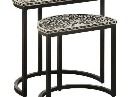 Zakiya - 2 Piece Demilune Nesting Table Set - Black And White Online