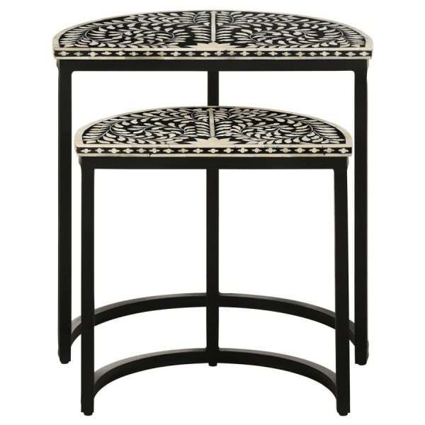 Zakiya - 2 Piece Demilune Nesting Table Set - Black And White Online