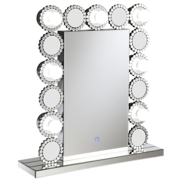 Aghes - Vanity Mirror With Lighting - Silver For Discount