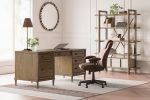 Roanhowe - Brown - 3 Pc. - Home Office Desk, Bookcase, Swivel Desk Chair Supply