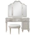 Evangeline - 4-Drawer Vanity Set With Stool - Silver Oak Fashion