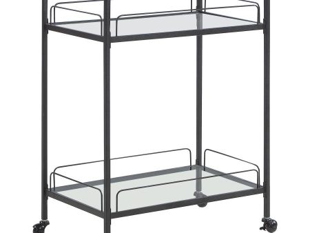 Curltis - 2-Tier Rectangular Glass Shelf Metal Bar Cart - Black Fashion