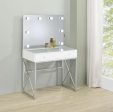 Eliza - Vanity Set With Lighting & Stool - White And Chrome Cheap