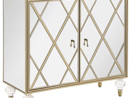 Astilbe - 2-Door Mirrored Accent Cabinet - Silver And Champagne For Cheap