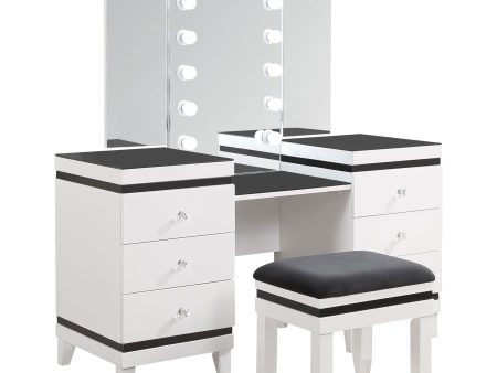 Talei - 6-Drawer Vanity Set With Lighting - Black And White Supply