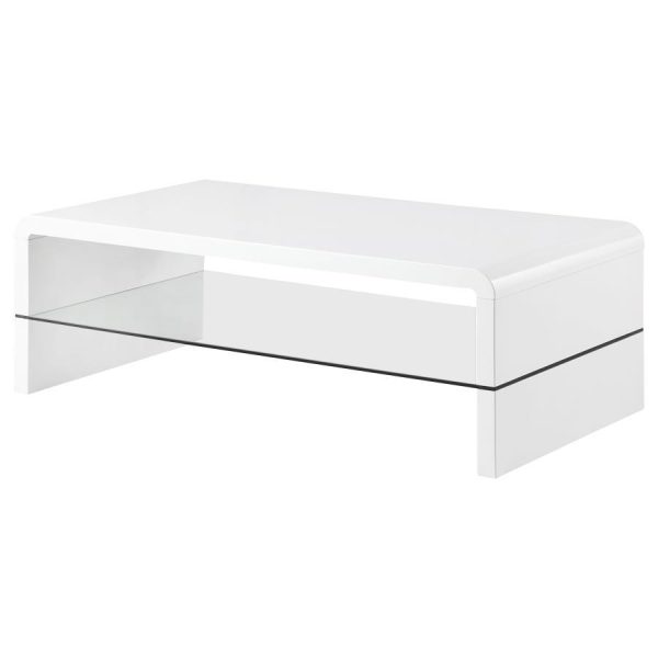 Airell - Rectangular Coffee Table With Shelf - White High Gloss Online