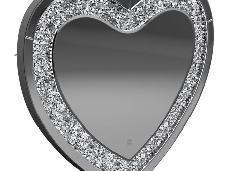 Aiko - Heart Shaped LED Light Wall Mirror - Silver For Sale