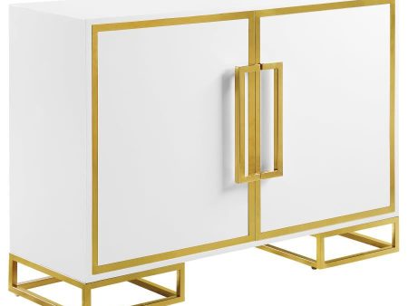 Elsa - 2 Door Wood Storage Accent Cabinet - White And Gold For Discount