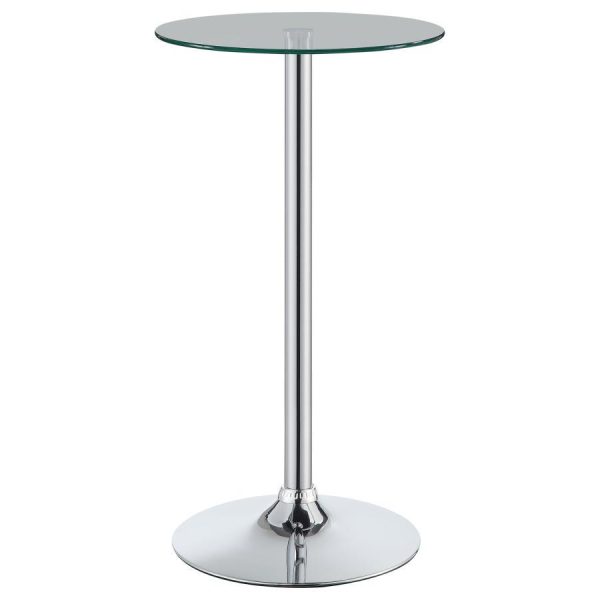 Abiline - Round Glass Top Bistro Bar Table - Chrome Online