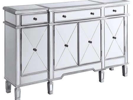 Aconitum - 4 Door Mirrored Storage Accent Cabinet - Silver For Discount