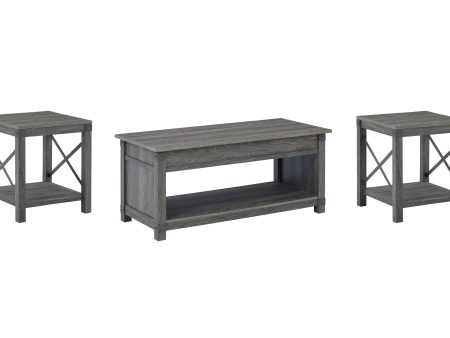 Freedan - Grayish Brown - 3 Pc. - Coffee Table, 2 End Tables For Cheap