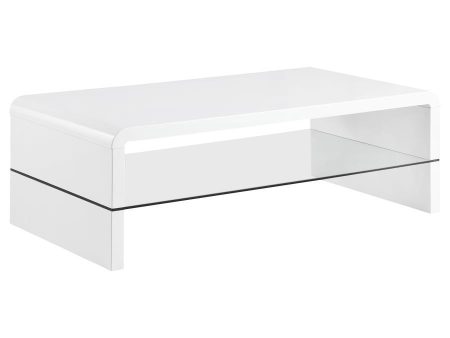 Airell - Rectangular Coffee Table With Shelf - White High Gloss Online