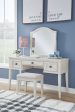 Robbinsdale - Antique White - Mirrored Vanity With Stool Online Sale