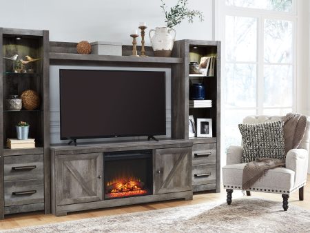 Wynnlow - Gray - Entertainment Center - TV Stand With Glass Stone Fireplace Insert Fashion