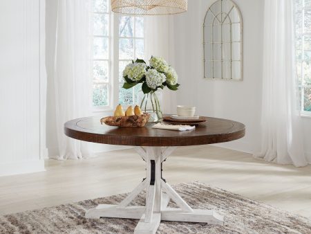 Valebeck - White   Brown - Dining Table For Discount