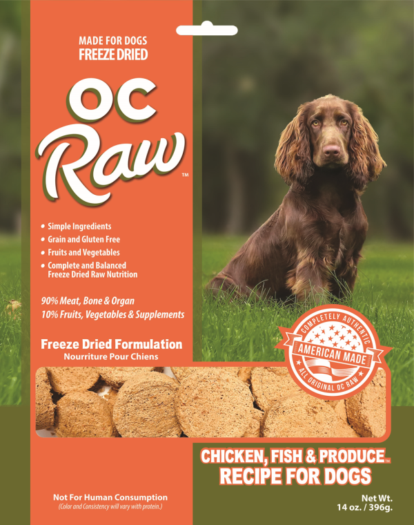 OC Raw Dog Food Freeze Dried Raw Chicken, Fish & Produce Sliders 14oz Sale