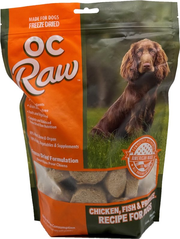 OC Raw Dog Food Freeze Dried Raw Chicken, Fish & Produce Sliders 14oz Sale