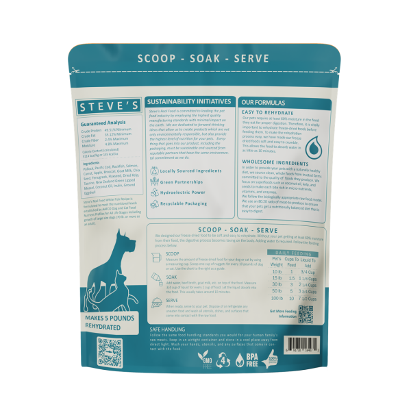 Steve s Real Food Freeze-Dried Raw Dog Food, White Fish Recipe For Sale