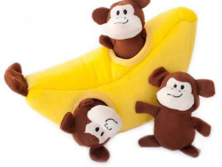 Zippy Burrow Sniff  n Search Squeaky Dog Toy, Monkey  n Banana For Discount