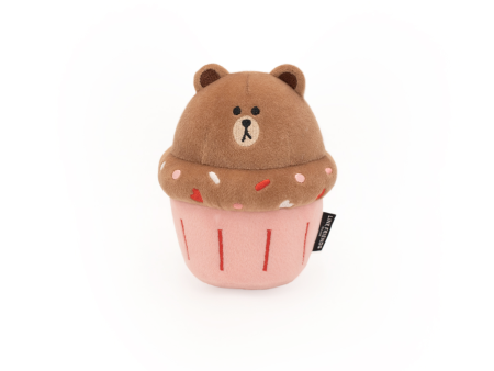 Zippy Line Friends Squeaky Dog Toy, Nom Nomz Cupcake Brown Discount