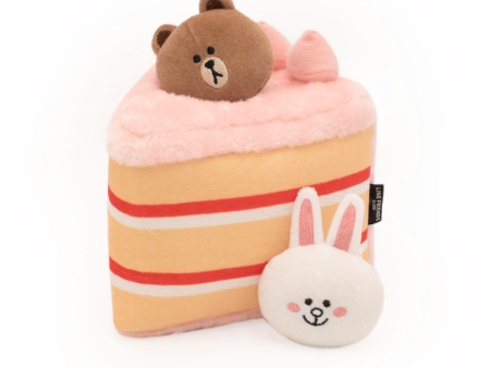 Zippy Line Friends Burrow Squeaky Dog Toy, Nom Nomz Brown and Cony in Cake For Cheap